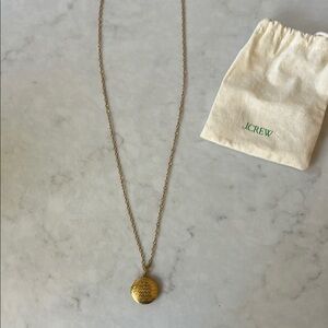 J. Crew Long Gold Textured Locket Necklace
